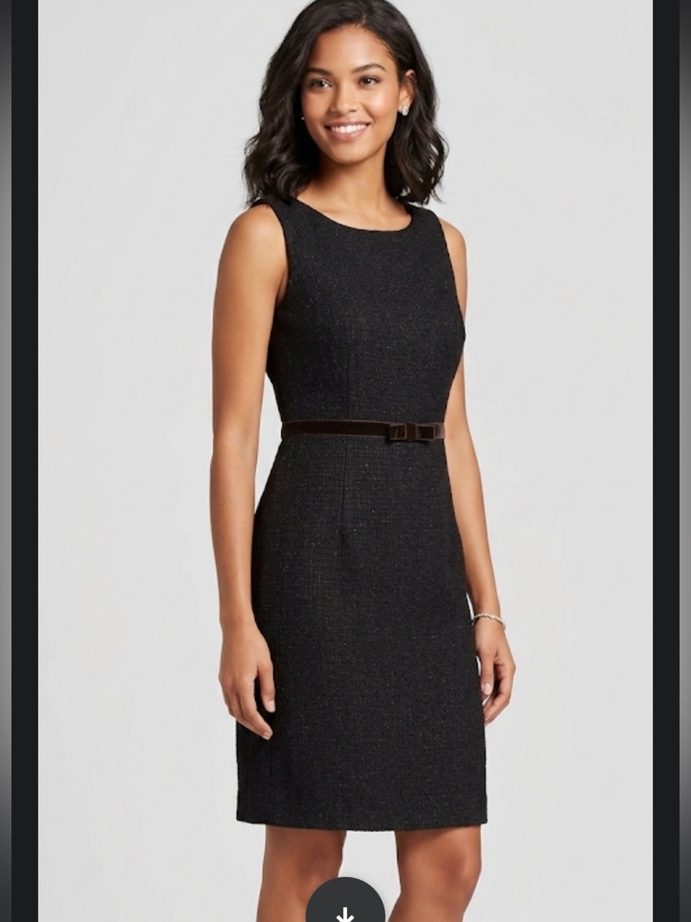 Gap Black Tweed Texture Knee-Length Dress sz 4 – Velvet Bow Waist Detail